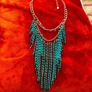 Statement Turquoise Beaded Necklace - Dramatic